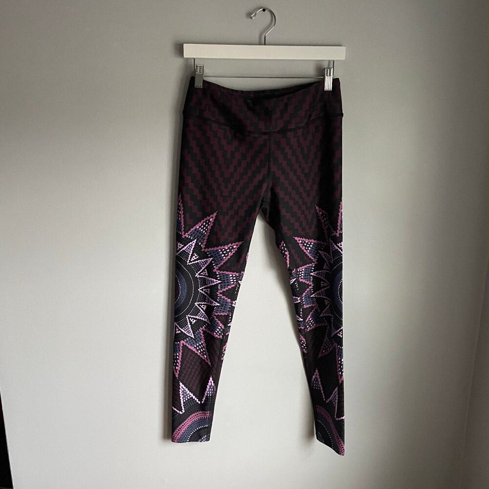 Mara Hoffman Athletic Workout Leggings 7/8" Boho Aztec Starbasket Purple sz M